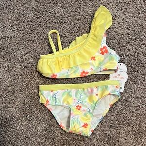 Yellow Floral Kids Swim Set